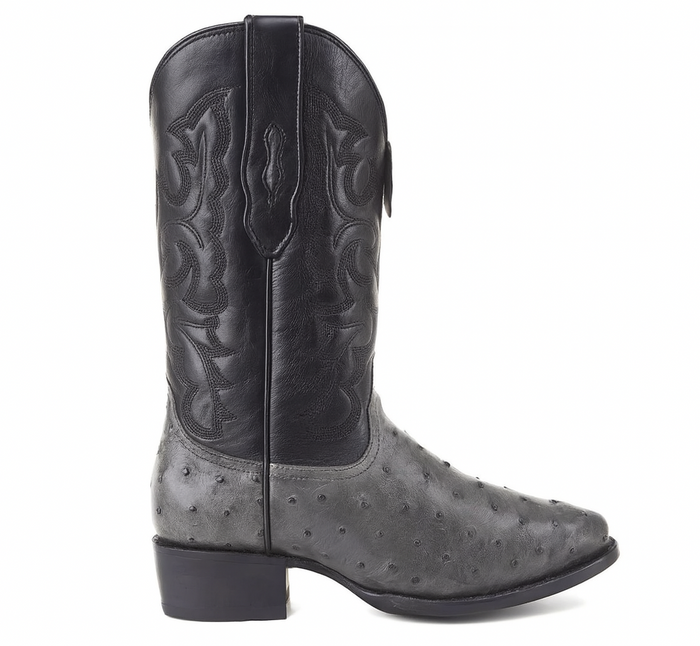 Los Altos Gray Genuine Ostrich Round Toe Boots - Image 4