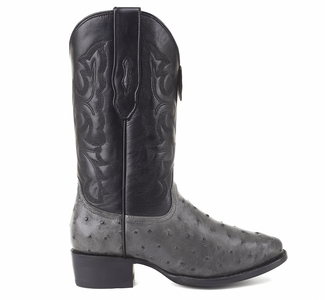 Los Altos Gray Genuine Ostrich Round Toe Boots