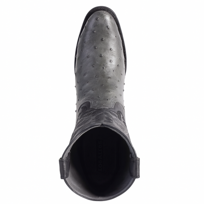 Los Altos Gray Genuine Ostrich Round Toe Boots - Image 6