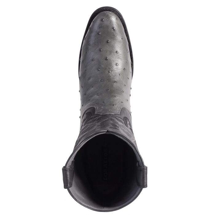 Los Altos Gray Genuine Ostrich Round Toe Boots - Image 6
