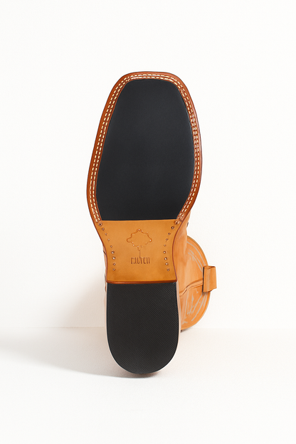 Men's Los Altos Ostrich Skin Wide Square Toe Boots - Honey - Image 8