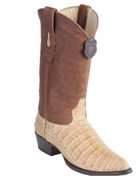 Los Altos Boots Honey Caiman Belly Cognac Cowboy Boots J-Toe