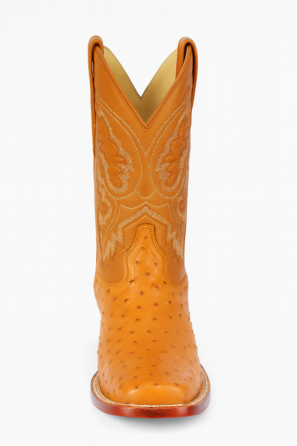 Men's Los Altos Ostrich Skin Wide Square Toe Boots - Honey - Image 2
