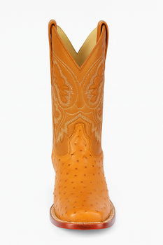 Men's Los Altos Ostrich Skin Wide Square Toe Boots - Honey - Image 2