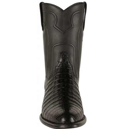 Black Caiman Belly Roper Boots - Image 7