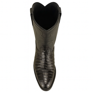 Black Caiman Belly Roper Boots
