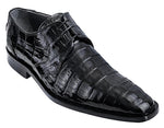 Los Altos Men's Black Crocodile Shoes Italian Toe