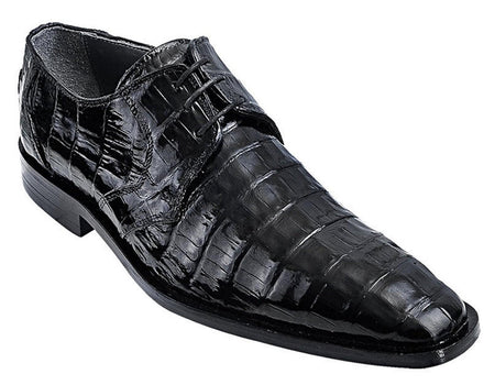Los Altos Men's Black Crocodile Shoes Italian Toe