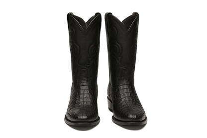 Los Altos Men's Black Genuine Caiman Tail Boots - Image 4