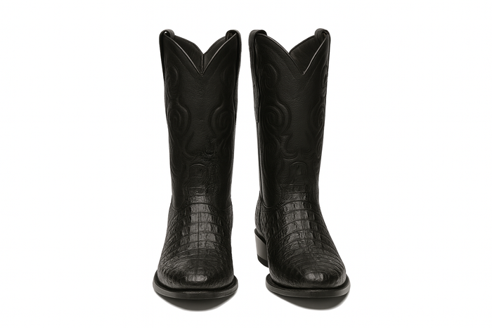 Los Altos Men's Black Genuine Caiman Tail Boots - Image 4