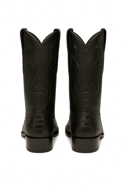 Los Altos Men's Black Genuine Caiman Tail Boots - Image 3