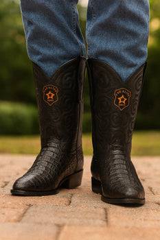 Los Altos Men's Black Genuine Caiman Tail Boots - Image 2