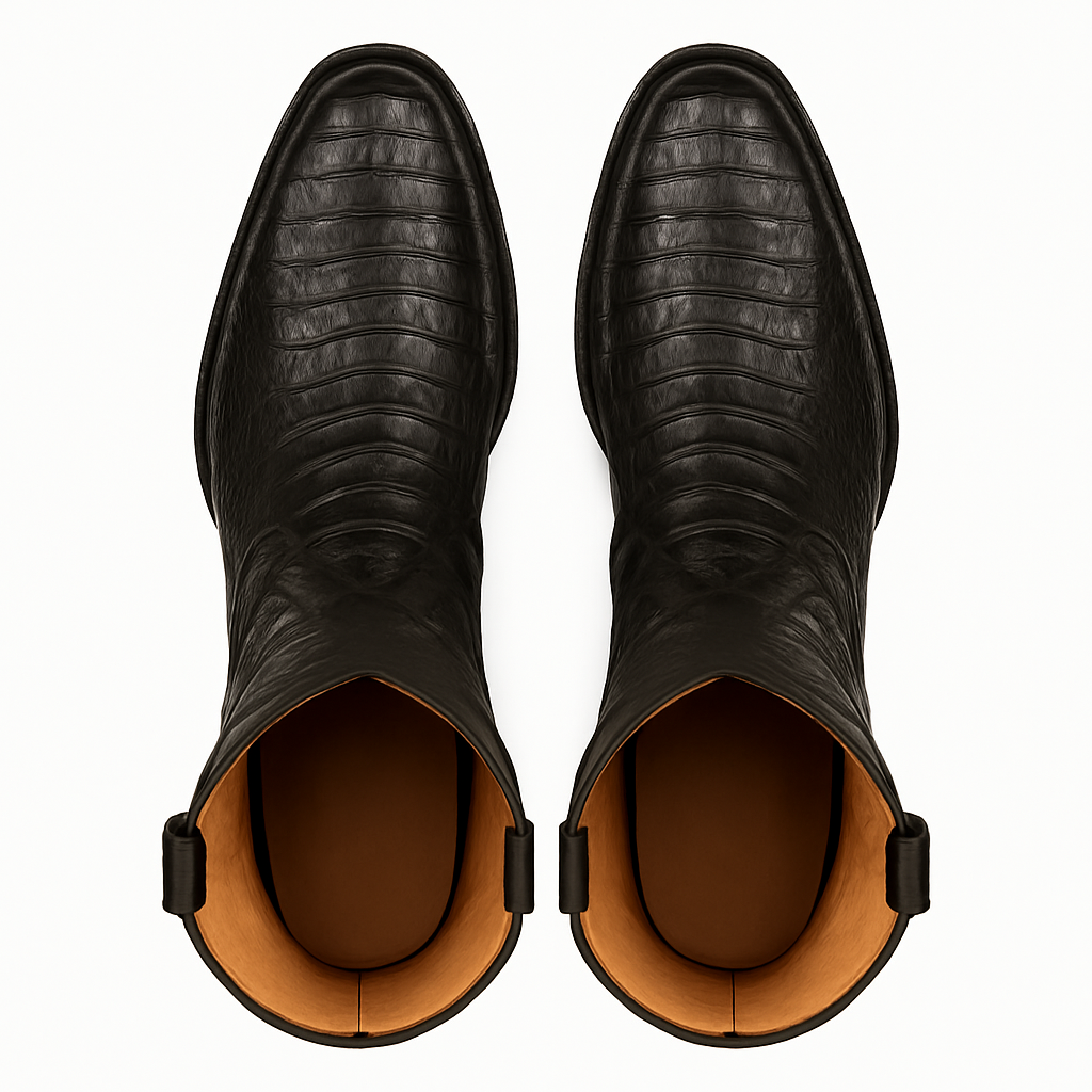 Los Altos Men's Black Genuine Caiman Tail Boots - Image 6