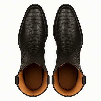 Los Altos Men's Black Genuine Caiman Tail Boots - Image 6
