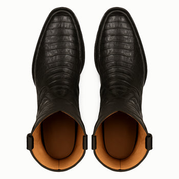 Los Altos Men's Black Genuine Caiman Tail Boots - Image 6