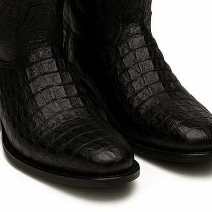 Los Altos Men's Black Genuine Caiman Tail Boots - Image 7