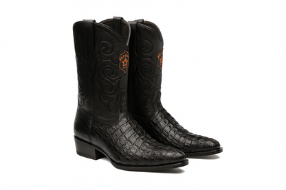 Los Altos Men's Black Genuine Caiman Tail Boots - Image 5