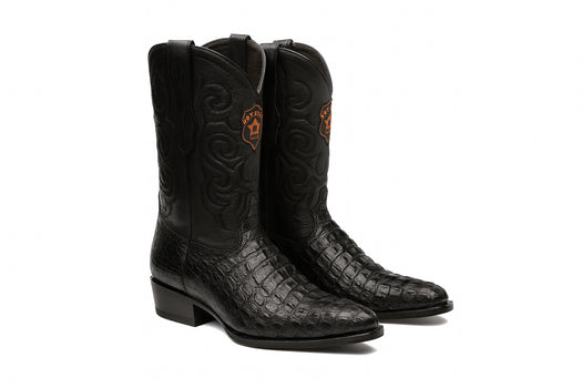 Los Altos Men's Black Genuine Caiman Tail Boots - Image 5