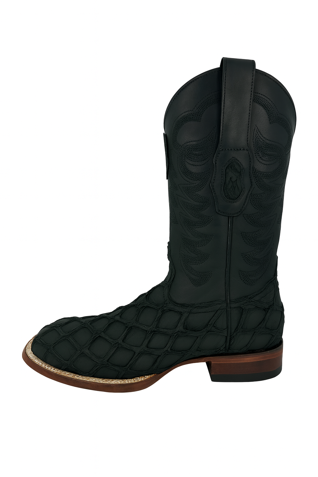 Los Altos Men's Black Matte Pirarucu Wide Square Toe Boot - Image 5
