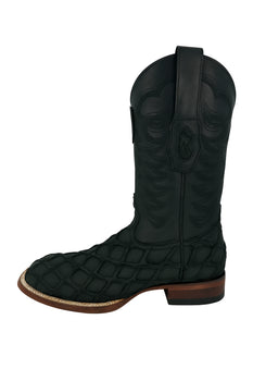 Los Altos Men's Black Matte Pirarucu Wide Square Toe Boot - Image 5
