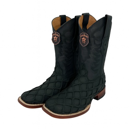 Los Altos Men's Black Matte Pirarucu Wide Square Toe Boot - Image 6