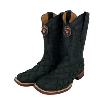 Los Altos Men's Black Matte Pirarucu Wide Square Toe Boot - Image 6