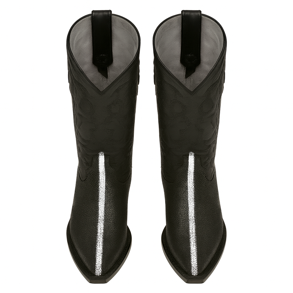 Los Altos Men's Black Stingray Rowstone Snip Toe Boots - Image 4