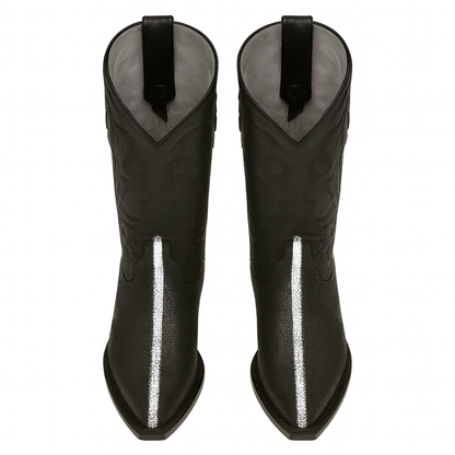 Los Altos Men's Black Stingray Rowstone Snip Toe Boots - Image 4