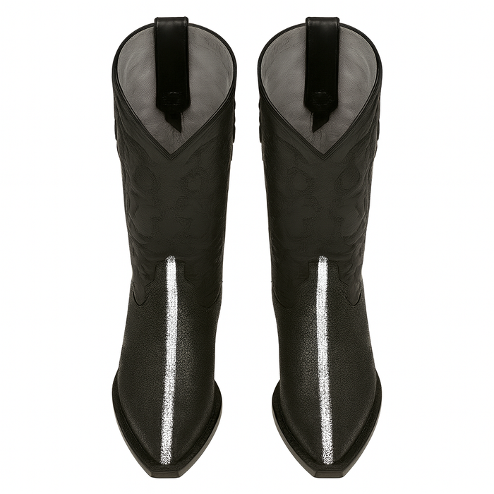 Los Altos Men's Black Stingray Rowstone Snip Toe Boots - Image 4