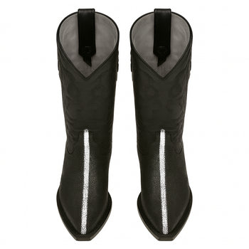 Los Altos Men's Black Stingray Rowstone Snip Toe Boots - Image 4