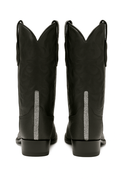 Los Altos Men's Black Stingray Rowstone Snip Toe Boots - Image 5