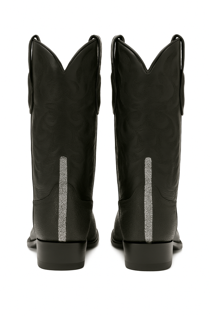 Los Altos Men's Black Stingray Rowstone Snip Toe Boots - Image 5