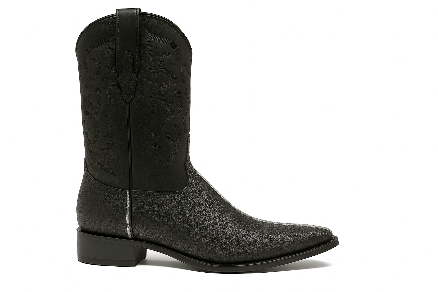 Los Altos Men's Black Stingray Rowstone Snip Toe Boots - Image 6