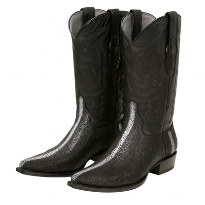 Los Altos Men's Black Stingray Rowstone Snip Toe Boots - Image 8
