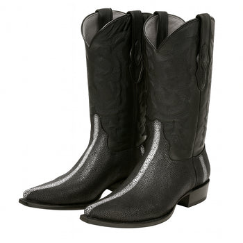 Los Altos Men's Black Stingray Rowstone Snip Toe Boots - Image 8