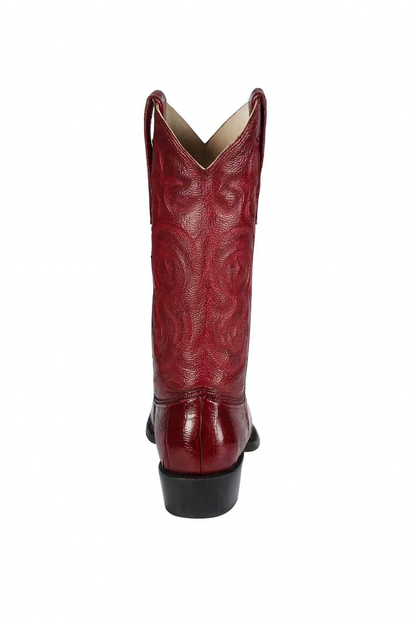 Los Altos Men's Burgundy Genuine Eel Skin J-Toe Boots - Image 8