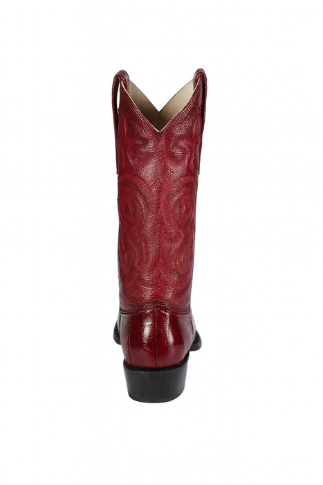 Los Altos Men's Burgundy Genuine Eel Skin J-Toe Boots