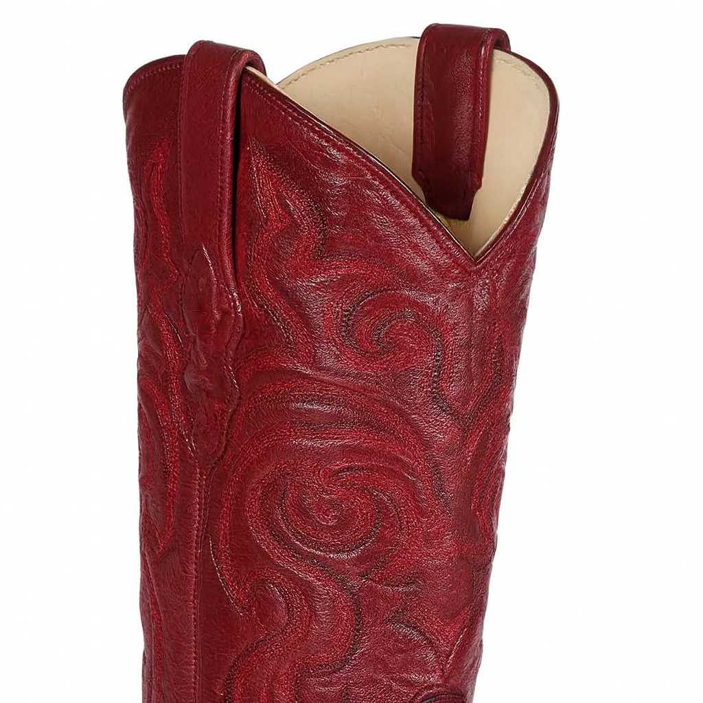 Los Altos Men's Burgundy Genuine Eel Skin J-Toe Boots - Image 10