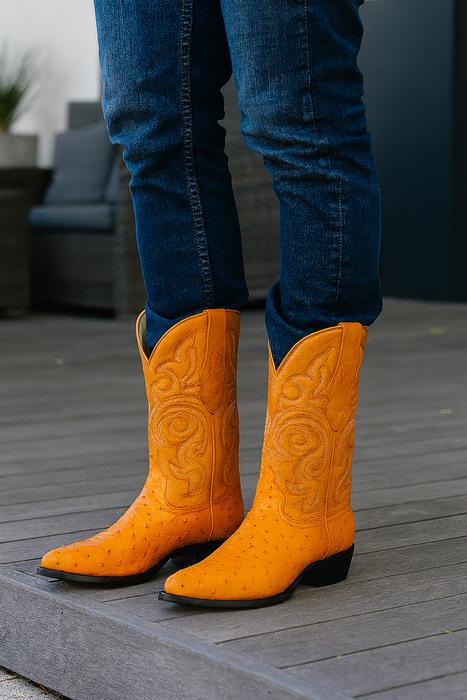 Los Altos Men's Buttercup Genuine Full Quill Ostrich Boots