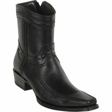 Los Altos Men's European Toe Short Leather Boots - Black