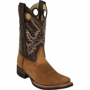 Los Altos Men's Genuine Leather Square Toe Boots - Tan