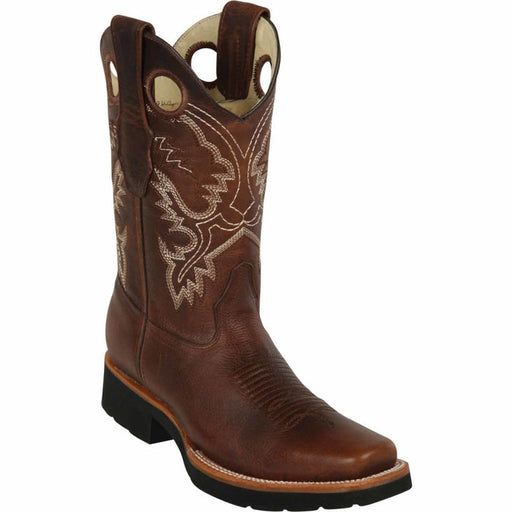 Los Altos Men's Genuine Leather Square Toe Boots - Walnut