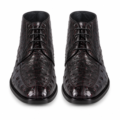 Los Altos Men's Genuine Ostrich Dress Ankle Leather Outsole High Top Shoes