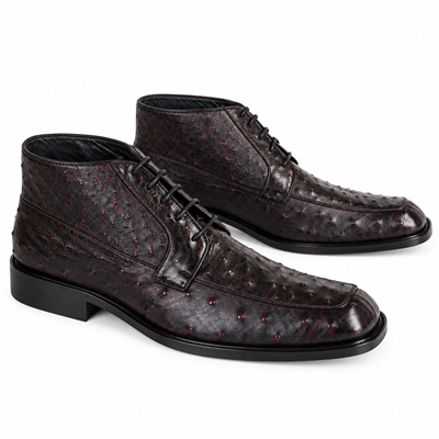 Los Altos Men's Genuine Ostrich Dress Ankle Leather Outsole High Top Shoes