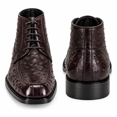 Los Altos Men's Genuine Ostrich Dress Ankle Leather Outsole High Top Shoes