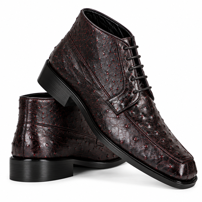 Los Altos Men's Genuine Ostrich Dress Ankle Leather Outsole High Top Shoes