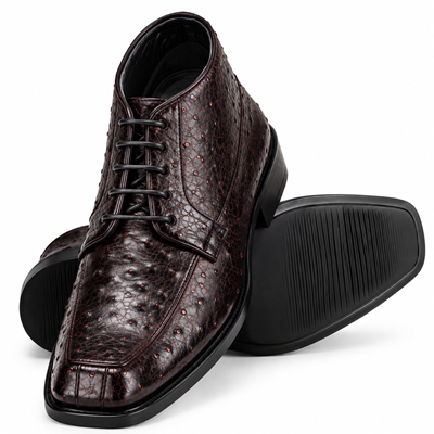 Los Altos Men's Genuine Ostrich Dress Ankle Leather Outsole High Top Shoes
