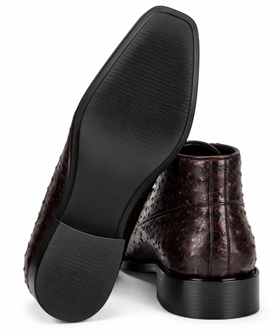 Los Altos Men's Genuine Ostrich Dress Ankle Leather Outsole High Top Shoes