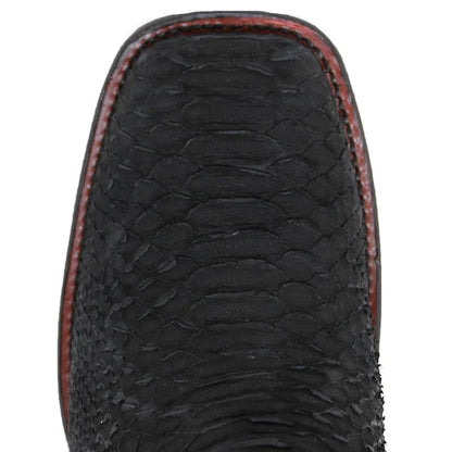 Los Altos Men's Genuine Python Skin Square Toe Ankle Boots - Black - Image 3