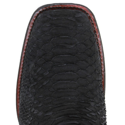 Los Altos Men's Genuine Python Skin Square Toe Ankle Boots - Black - Image 4